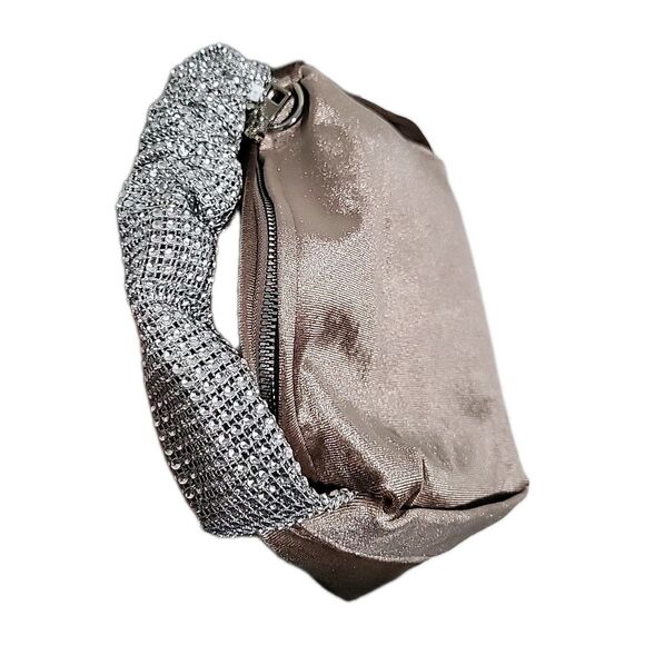 Melie Bianco Estela Taupe Velvet Rhinestone Top Handle Bag - Msrp $68 NWT - Picture 3 of 16